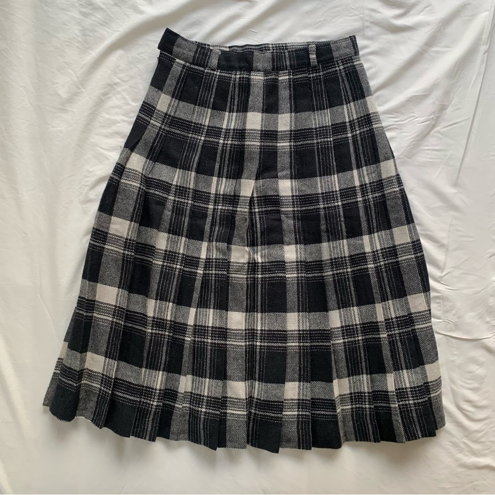Dark Academia Plaid Wool Skirt